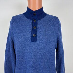 UNTUCKit Sorensen Sweater Mens Size L Blue Cross Stitch Merino Wool